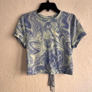 Elodie Blue and Cream Marble Crop Top